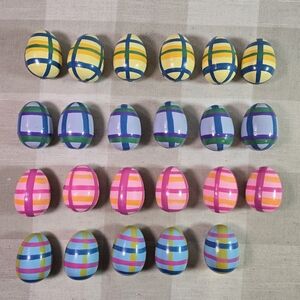 Hand Painted Plaid Wood Easter Egg Decor Striped Lillian Vernon 23 Pastel Eggs